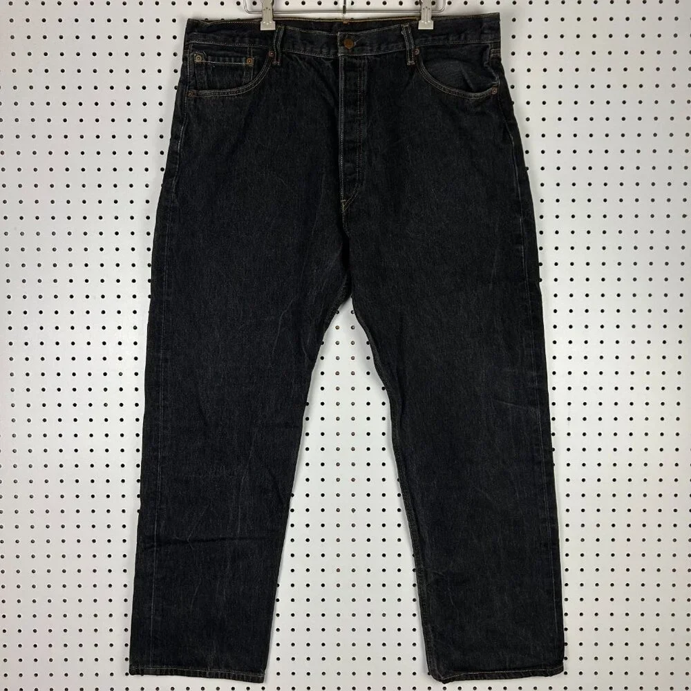 Levi's 501XX Black Denim Jeans 38x32 Cotton Straight‎ Fit Button Fly Riveted Y2K
